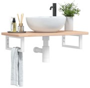 vidaXL Prateleira de parede p/ lavatório aço/madeira carvalho maciça