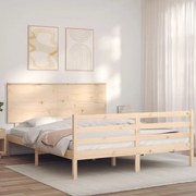 vidaXL Estrutura de cama com cabeceira 160x200 cm madeira maciça