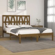 vidaXL Estrutura de cama 200x200 cm pinho maciço castanho mel