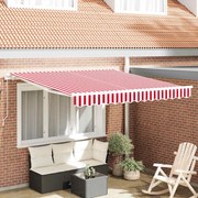 vidaXL Toldo Retrátil Manual Listrado Vermelho e Branco 300x250 cm