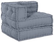 vidaXL Sofá Pouffe Modular 3 Lugares que Vira Cama em Tecido Cinza