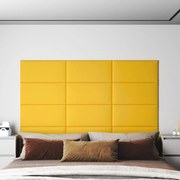 Painel de parede 12 pcs 60x30 cm veludo 2,16 m² amarelo