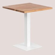Mesa Bar Quadrada Em Madeira De Acácia Ristretto ↔︎ 70 Cm & Branco - Sklum