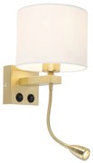 Candeeiro de parede Art Déco dourado com abat-jour branco - Brescia Moderno,Art Deco