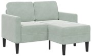 vidaXL Sofá 2 lugares com Chaise em L 125 cm veludo cinzento-claro