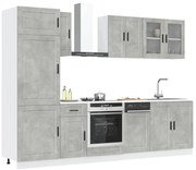 vidaXL 8 peças armário de cozinha conjunto Kalmar cinzento cimento