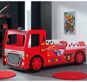 Conjunto Cama Camião Bombeiros NEW FIRE TRUCK Com Leds + COLCHÃO 90x200cm Vermelho