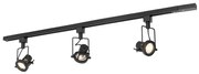 Sistema de trilhos industrial com 3 focos monofásicos pretos - Suplux