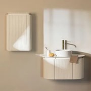 Conjunto De Móvel De Casa De Banho Em Madeira Carsone Branco & Branco & Cerâmica Redonda Branca Ø40 Cm Lenka & Sem - Sklum