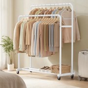Guarda roupa Cabideiro 46,5 x 110 x 155,5 cm com rodas para arrumação flexível, branco mate