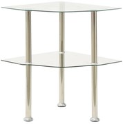 vidaXL Mesa apoio duas prateleiras 38x38x50cm vidro temp. transparente