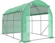 Outsunny Estufa de Jardim em Túnel 6 ㎡ 3x2 m com 1 Porta 2 Paredes Laterais com Fecho de Correr Zippée 6 Janelas Verde | Aosom Portugal