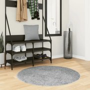 vidaXL Tapete shaggy de pelo alto PAMPLONA Ø 100 cm cinzento