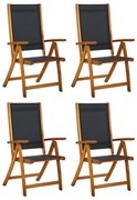 vidaXL Cadeiras de jardim dobráveis 4 pcs acácia maciça e textilene