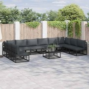 vidaXL Conjunto de Sofá de Jardim 10 pcs Preto 423 x 211,5 x 71 cm