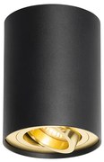 Foco de teto preto com dourado rotativo e inclinável - Rondoo Up Moderno