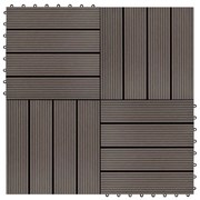 vidaXL Ladrilhos de pavimento 11 pcs WPC 1m² 30x30 cm castanho escuro