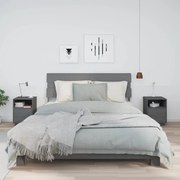 vidaXL Mesas de cabeceira 2 pcs 40x34x55 cm pinho maciço cinza
