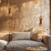Candeeiro de suspensão Art Déco dourado - Wesley Art Deco