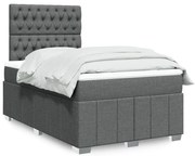 vidaXL Cama com molas/colchão 120x200 cm tecido cinzento-escuro
