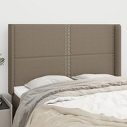vidaXL Cabeceira cama abas tecido 147x16x118/128 cm cinza-acastanhado
