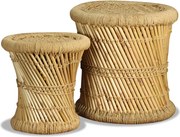 vidaXL Bancos 2 pcs bambu e juta