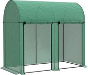 Outsunny Estufa Pequena Estufa de Exterior com Porta Dupla com Fecho de Correr e Cobertura de PE 200x100x178 cm Verde | Aosom Portugal
