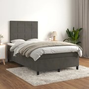 Cama boxspring com colchão 120x200 cm veludo cinzento-escuro