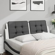 vidaXL Almofadão de cabeceira 120 cm couro artificial preto e branco