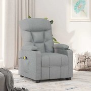 vidaXL Poltrona elevatória de massagens tecido cinzento-claro