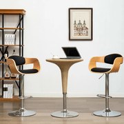 vidaXL Bancos de bar 2 pcs madeira curvada e couro artificial preto