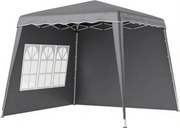 Outsunny Tenda Dobrável de Jardim 240x240 cm com 2 Paredes Laterais Altura Ajustável UV50+ e Bolsa de Transporte Cinzento | AOSOM Portugal