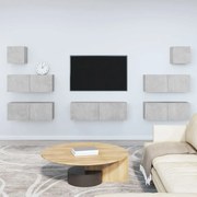 vidaXL 7 pcs conjunto móveis TV derivados de madeira cinzento cimento