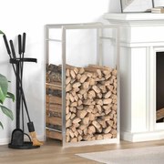 vidaXL Suporte para lenha 50x28x94 cm aço inoxidável