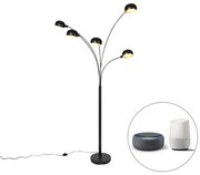 LED Candeeiro de pé inteligente preto 5-light incl. Wifi B35 - Sixties Design