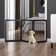 Barreira de Segurança Dobrável de 3 Painéis Portátil para Animais de Estimação 160x76 cm para Portas Escadas Corredores Castanho