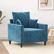 Poltrona Cinha - Cor Azul - 78x77x80 cm - Em Veludo e Estrutura em Met