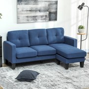 Sofá Chaise Longue Sofá em Forma de L Estofado em Poliéster Sofá de Canto Reversível 186x130x84 cm Azul Escuro