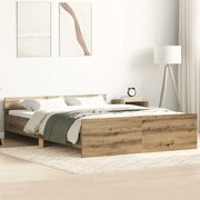 Estrutura de cama sem colchão 140x190 cm carvalho artesanal