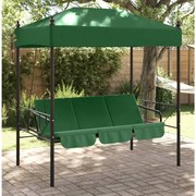 vidaXL Banco baloiço para jardim com toldo aço verde