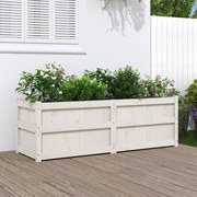 vidaXL Vaso/floreira de jardim 150x50x50cm madeira pinho maciça branco