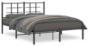 vidaXL Estrutura de cama com cabeceira 135x190 cm metal preto