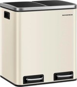 Lixeira de cozinha com dois compartimentos para reciclagem e lixo, com pedal | SONGMICS | 41.5 x 35.5 x 47.6 cm | LTB30A02.