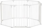PawHut Parque para filhotes 8 peças, dobrável 60 x 76 cm parque para filhotes com porta, grade para cães para cães pequenos e médios, recinto para porta, lareira, escada, Branco | Aosom Portugal