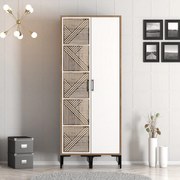 Guarda-roupa Kumsal PS – Nogueira e Branco – 80x47,5x201,4 cm