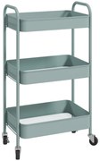 HOMCOM Carrinho Auxiliar de 3 Níveis com Rodas Carrinho de Armazenamento Deslizante para Cozinha Sala 45x30.6x79 cm Azul Claro | Aosom Portugal