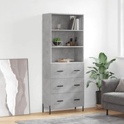 vidaXL Armário alto 69,5x34x180 cm derivados de madeira cinza cimento