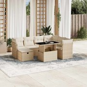 vidaXL 8 pcs conjunto de sofás p/ jardim com almofadões vime PE bege