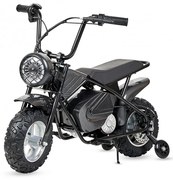 Mini moto eléctrica 300W 36V para crianças +5 anos, até 70Kg inclui 1 par de rodas PRETA-METALICO