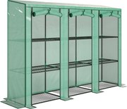 Outsunny Estufa Pequena com Prateleiras de 3 Níveis Portas com Fecho de Correr Estufa para Cultivar 215x46x151 cm Verde | Aosom Portugal